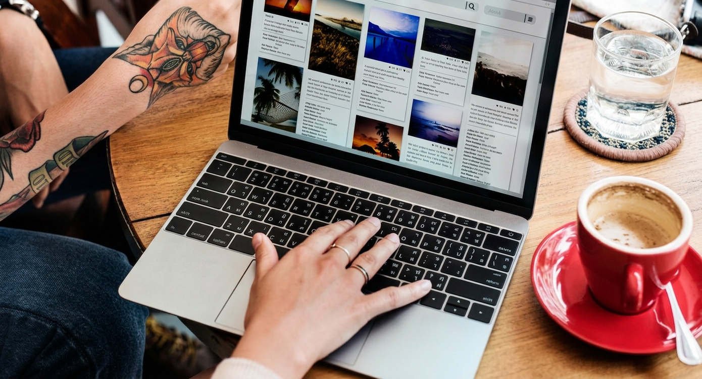 Person arbeitet am Laptop an einer Website von WEDO für Unternehmen im Murtal und Murau